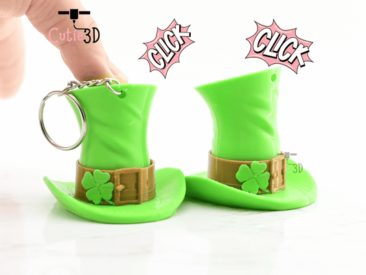 Digital Downloads - Cutie3D Keycap Fidget Clicker Leprechaun Hat Keychain - Cute Backpack Keychain