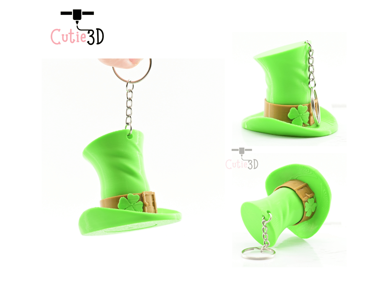 Digital Downloads - Cutie3D Keycap Fidget Clicker Leprechaun Hat Keychain - Cute Backpack Keychain