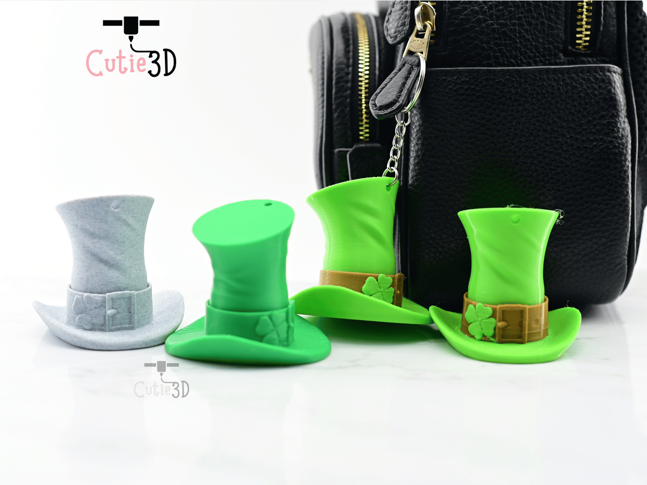 Digital Downloads - Cutie3D Keycap Fidget Clicker Leprechaun Hat Keychain - Cute Backpack Keychain
