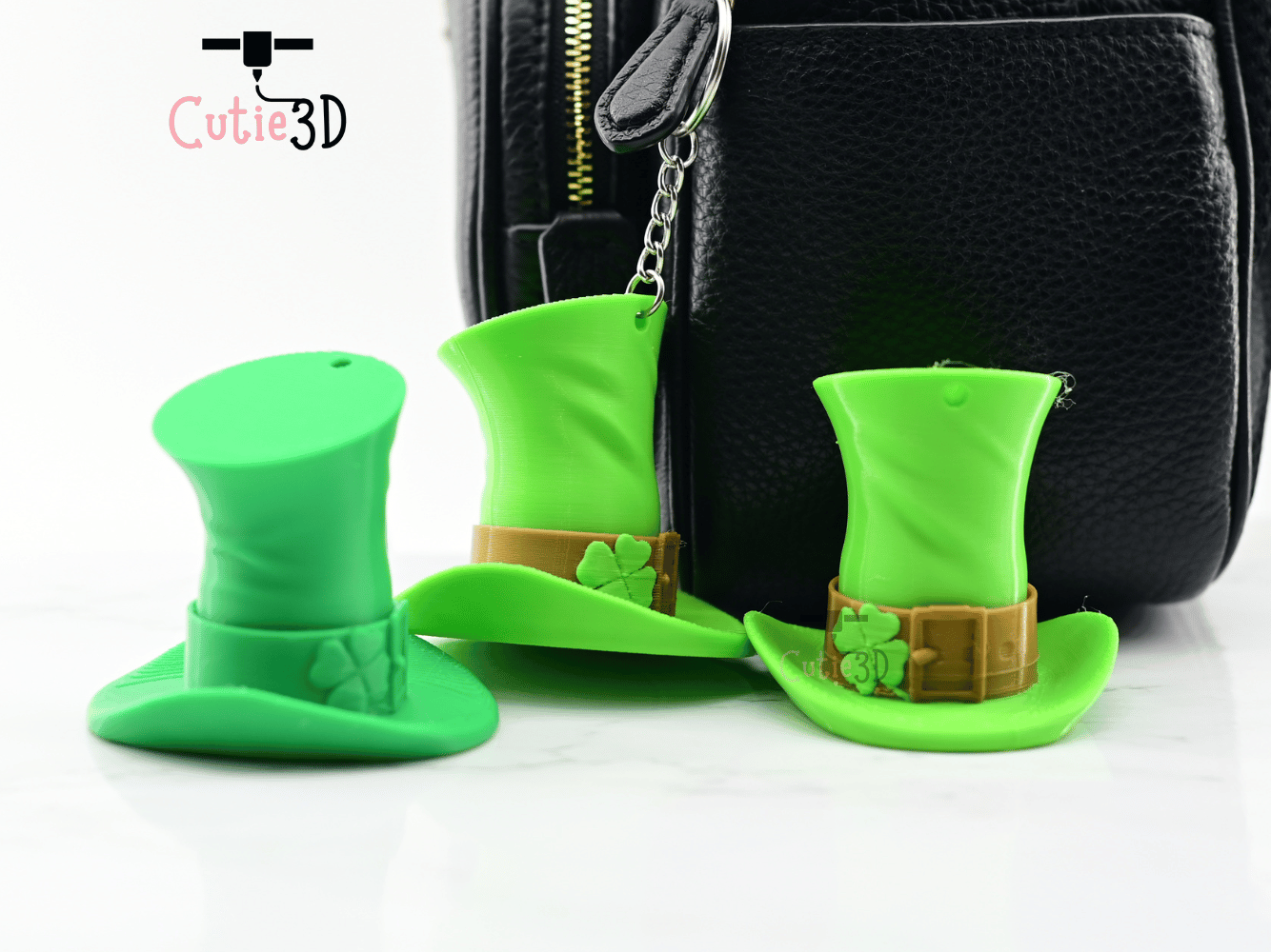 Digital Downloads - Cutie3D Keycap Fidget Clicker Leprechaun Hat Keychain - Cute Backpack Keychain