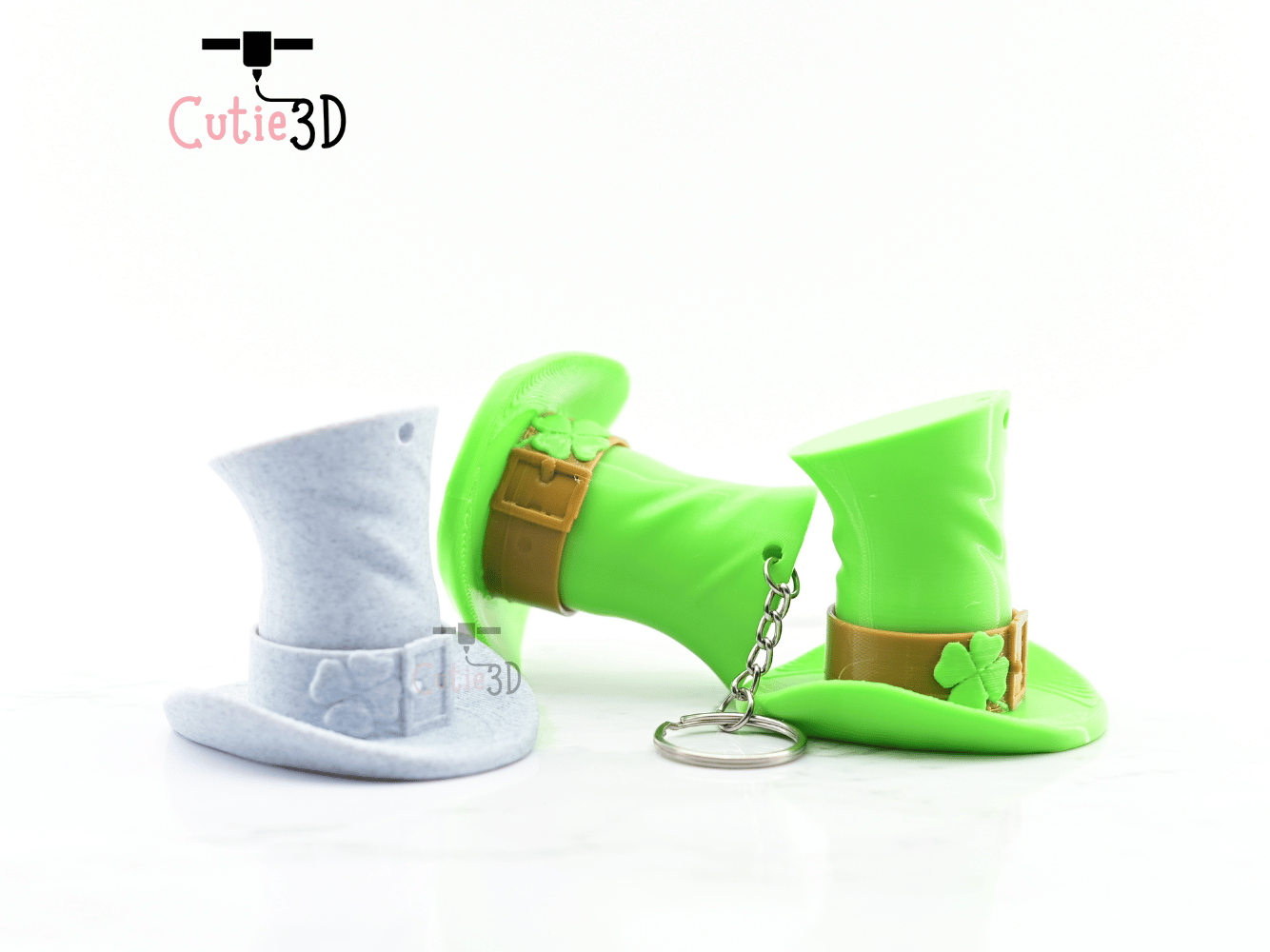 Digital Downloads - Cutie3D Keycap Fidget Clicker Leprechaun Hat Keychain - Cute Backpack Keychain
