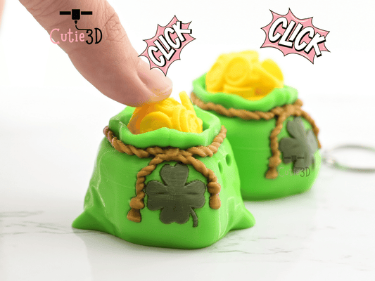 Digital Downloads - Cutie3D Keycap Fidget Clicker Lucky Gold Bag Keychain - Cute Backpack Keychain