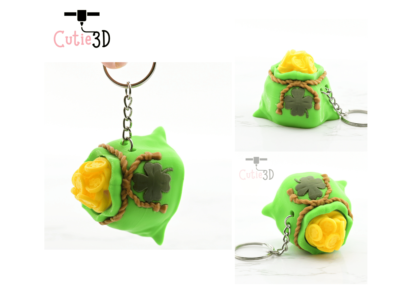 Digital Downloads - Cutie3D Keycap Fidget Clicker Lucky Gold Bag Keychain - Cute Backpack Keychain