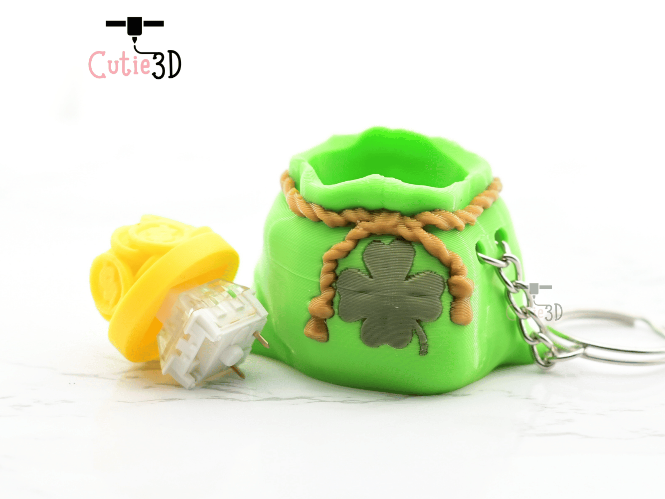 Digital Downloads - Cutie3D Keycap Fidget Clicker Lucky Gold Bag Keychain - Cute Backpack Keychain