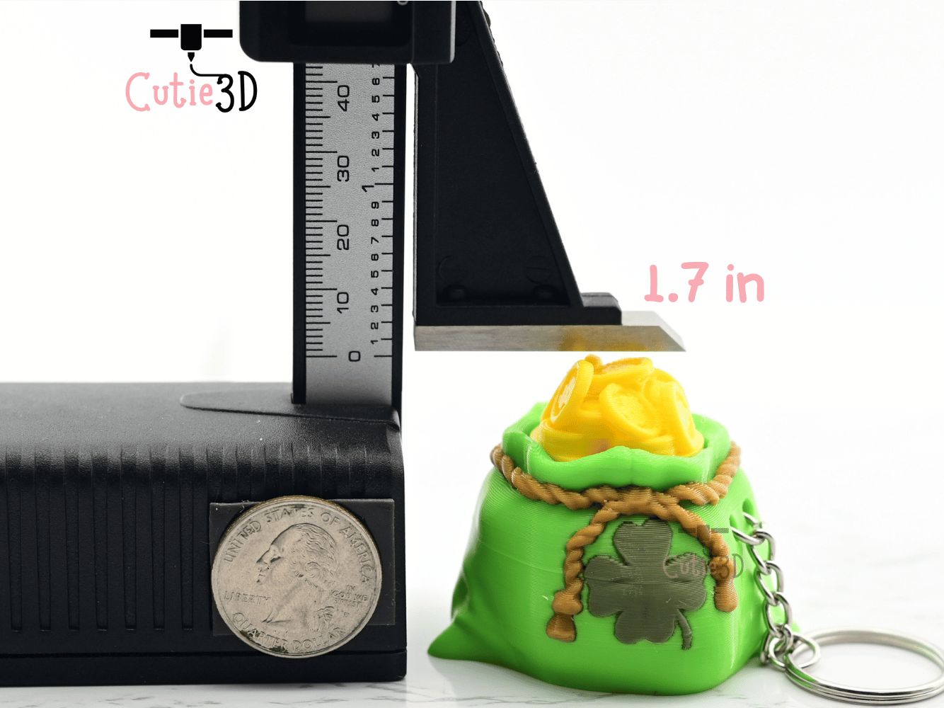 Digital Downloads - Cutie3D Keycap Fidget Clicker Lucky Gold Bag Keychain - Cute Backpack Keychain