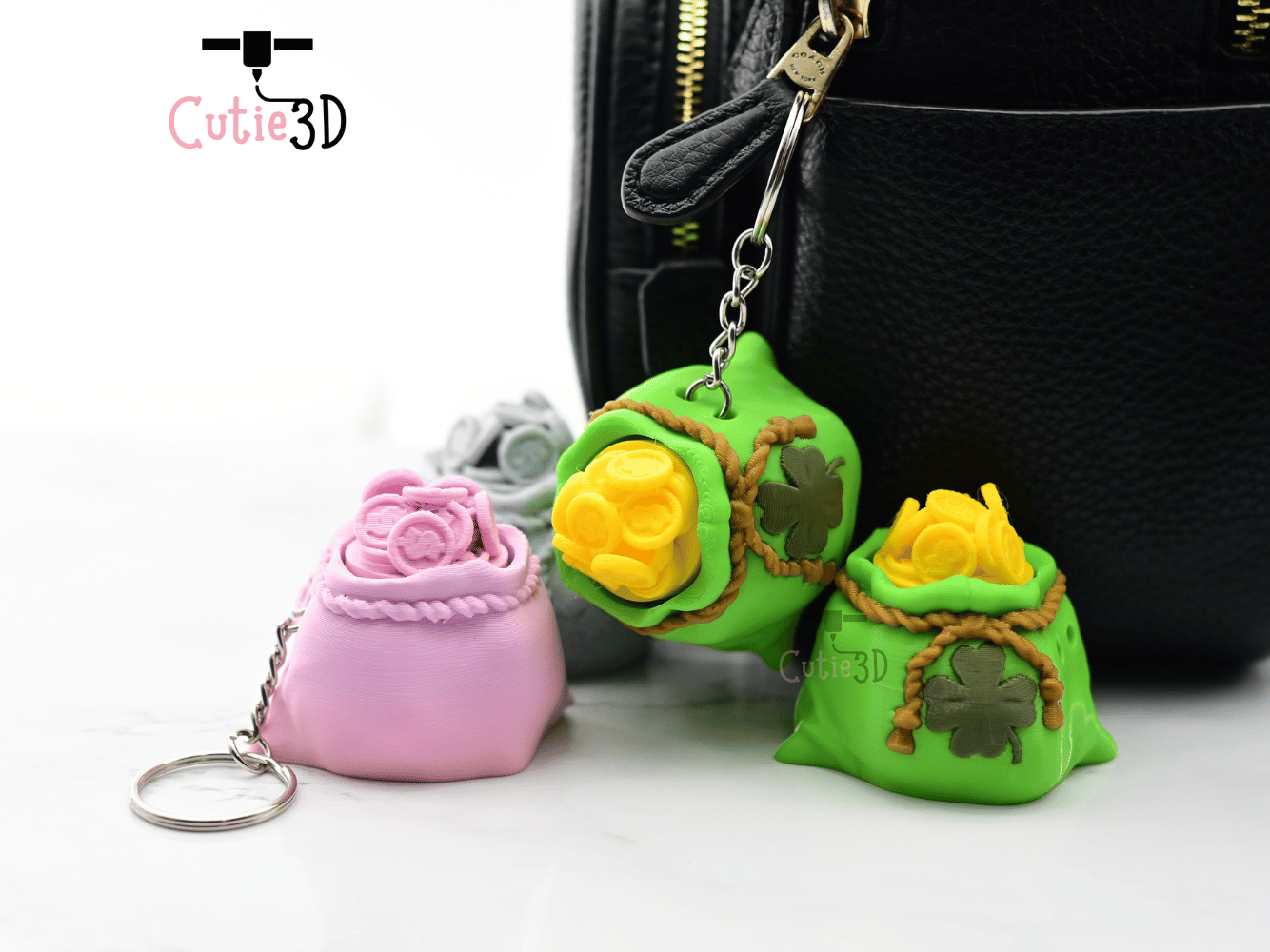 Digital Downloads - Cutie3D Keycap Fidget Clicker Lucky Gold Bag Keychain - Cute Backpack Keychain