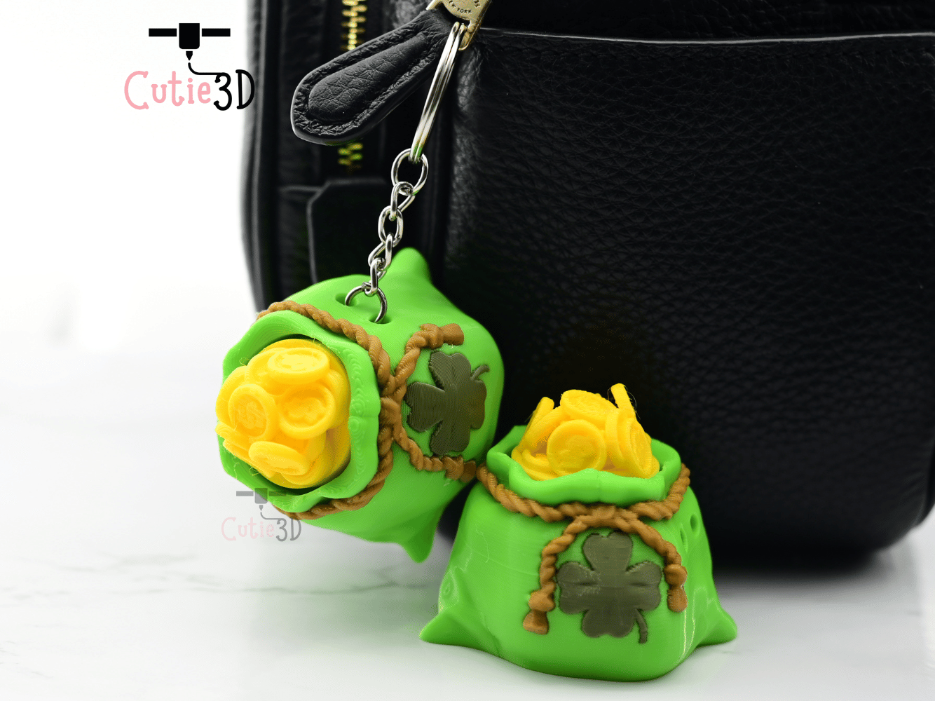 Digital Downloads - Cutie3D Keycap Fidget Clicker Lucky Gold Bag Keychain - Cute Backpack Keychain