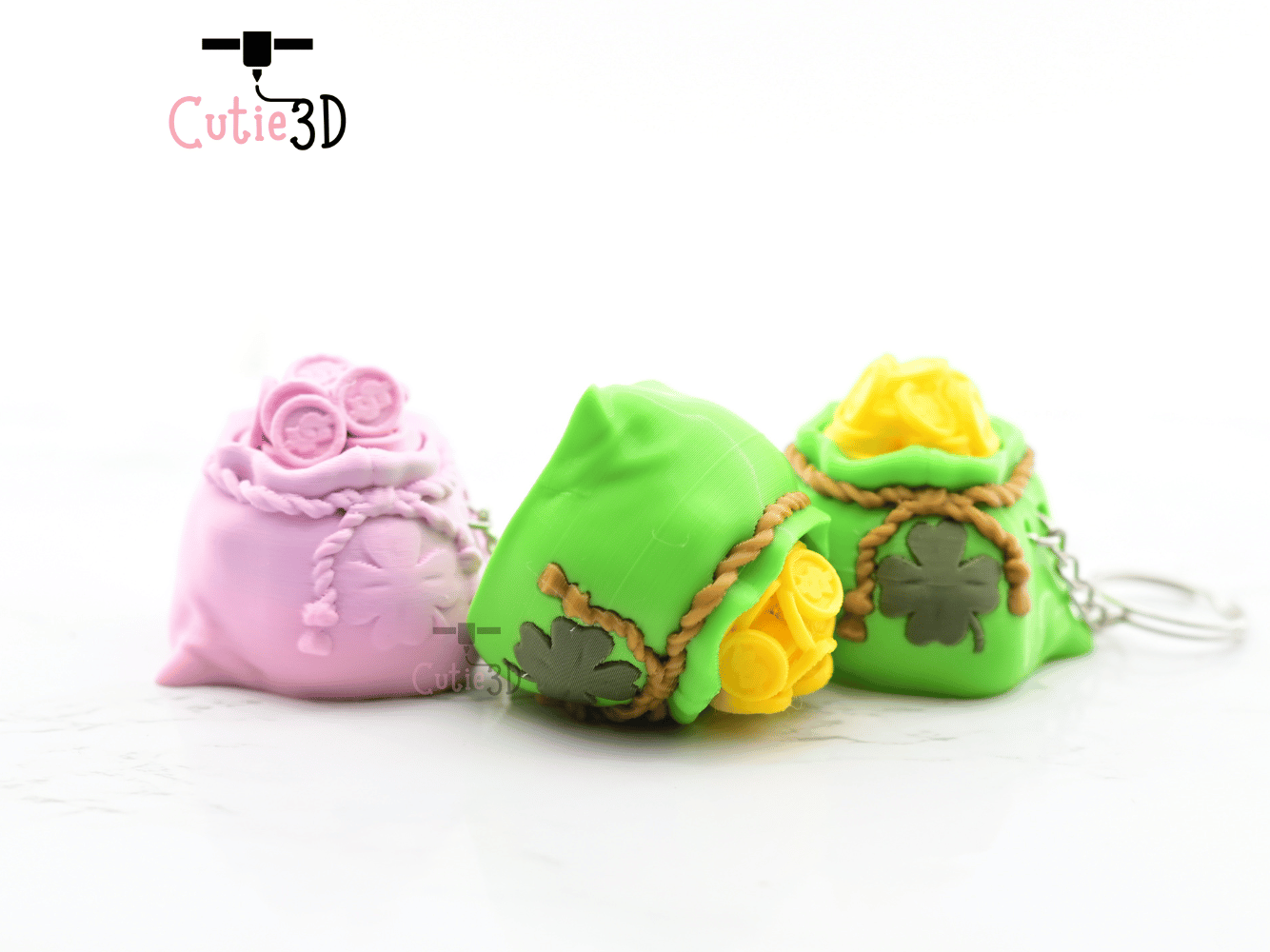 Digital Downloads - Cutie3D Keycap Fidget Clicker Lucky Gold Bag Keychain - Cute Backpack Keychain