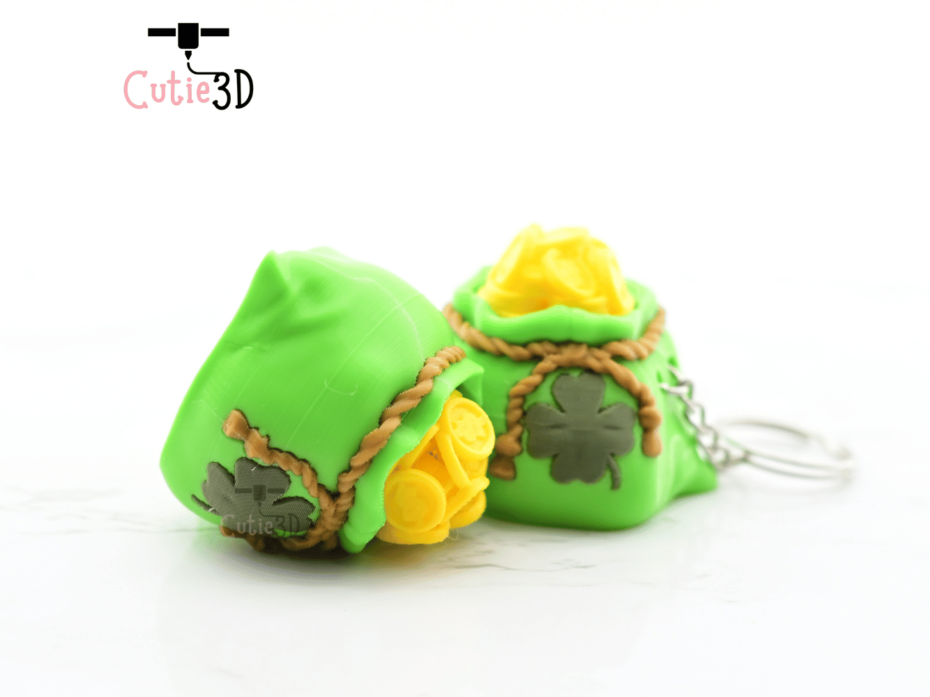 Digital Downloads - Cutie3D Keycap Fidget Clicker Lucky Gold Bag Keychain - Cute Backpack Keychain