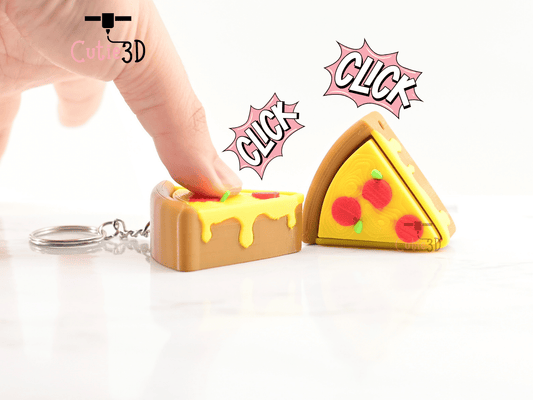 Digital Downloads - Cutie3D Keycap Fidget Clicker Pizza Slice Keychain - Cute Backpack Keychain
