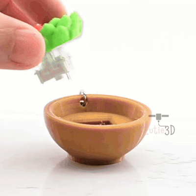 Digital Downloads - Cutie3D Keycap Fidget Clicker Salad Bowl Keychain - Cute Backpack Keychain