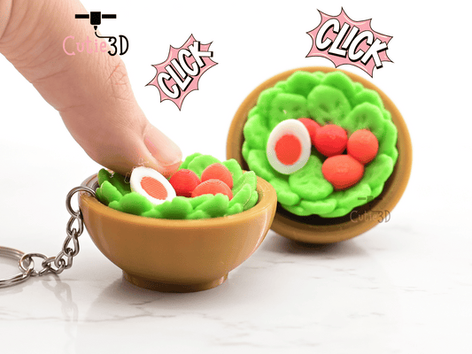 Digital Downloads - Cutie3D Keycap Fidget Clicker Salad Bowl Keychain - Cute Backpack Keychain