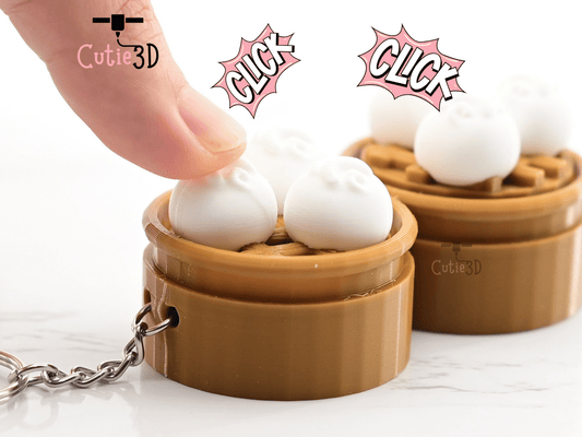 Digital Downloads - Cutie3D Keycap Fidget Clicker Steam Bao Bun Keychain - Cute Backpack Keychain