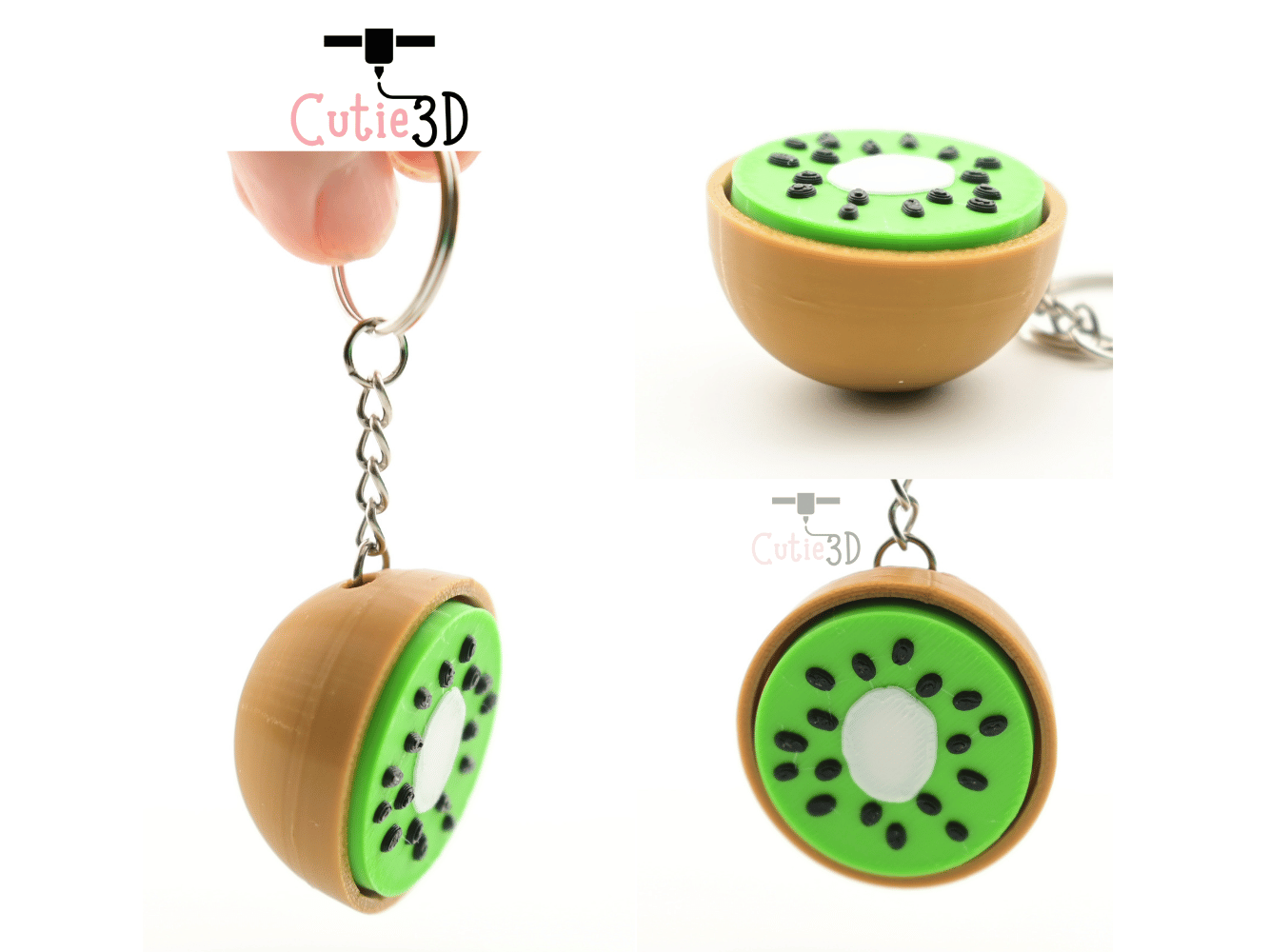 Digital Downloads - Cutie3D Kiwi Slice For Fruit Lovers Keycap Fidget Clicker Keychain - Cute Backpack Keychain