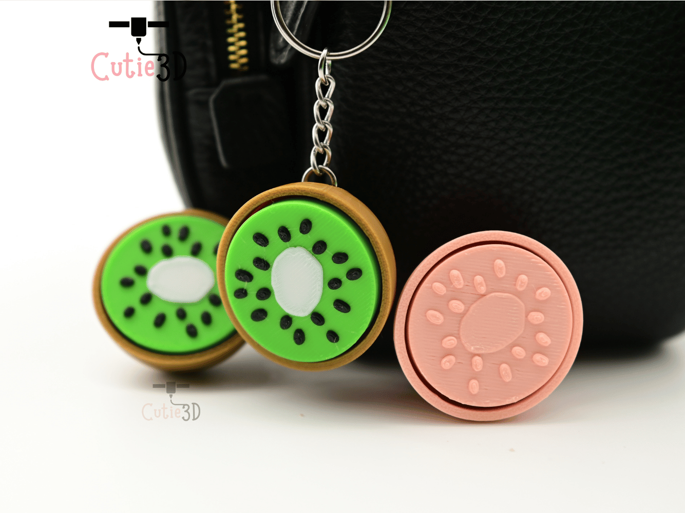 Digital Downloads - Cutie3D Kiwi Slice For Fruit Lovers Keycap Fidget Clicker Keychain - Cute Backpack Keychain