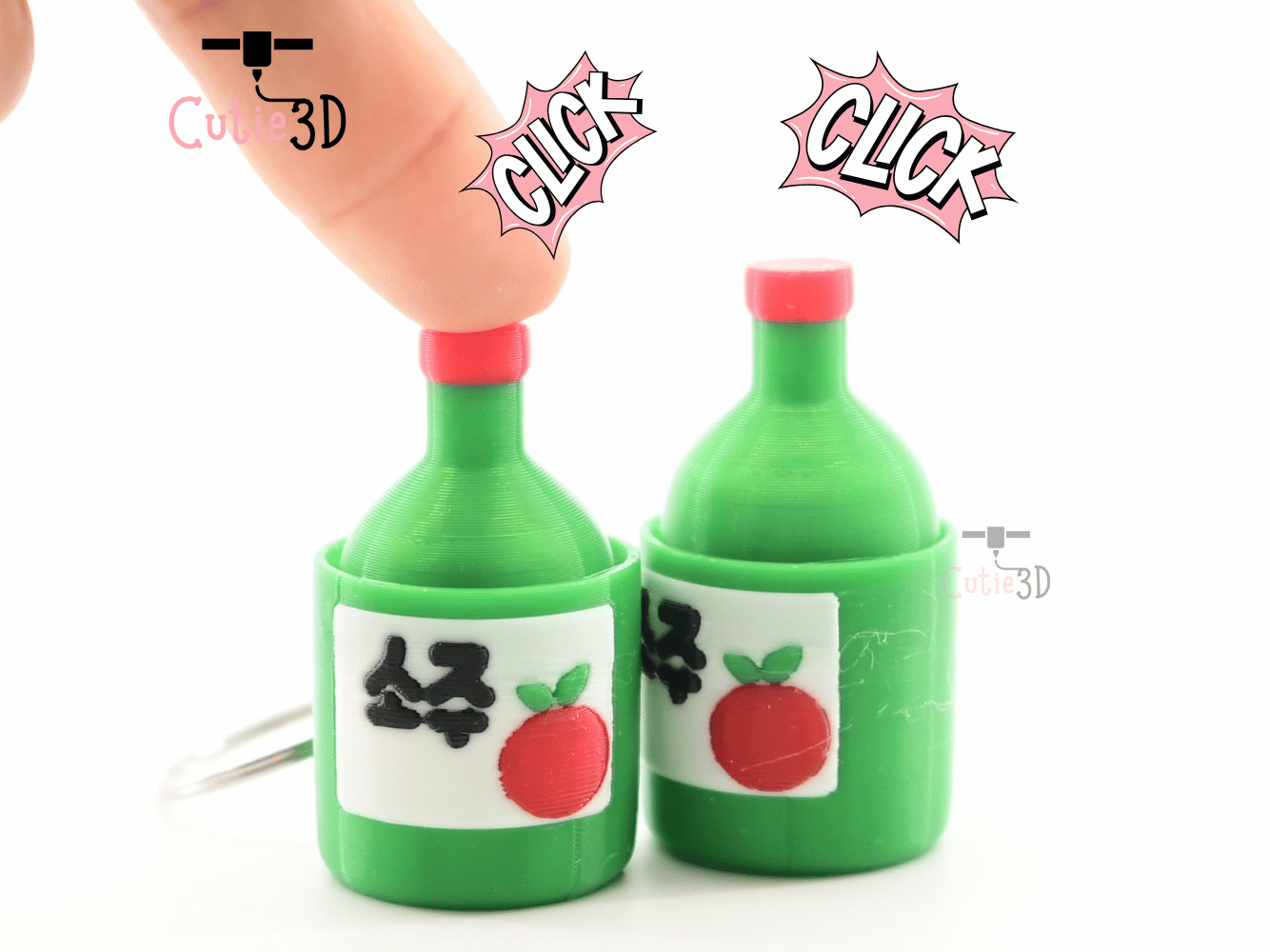 Digital Downloads - Cutie3D Korean Soju Bottle Keycap Fidget Clicker Keychain - Cute Backpack Keychain