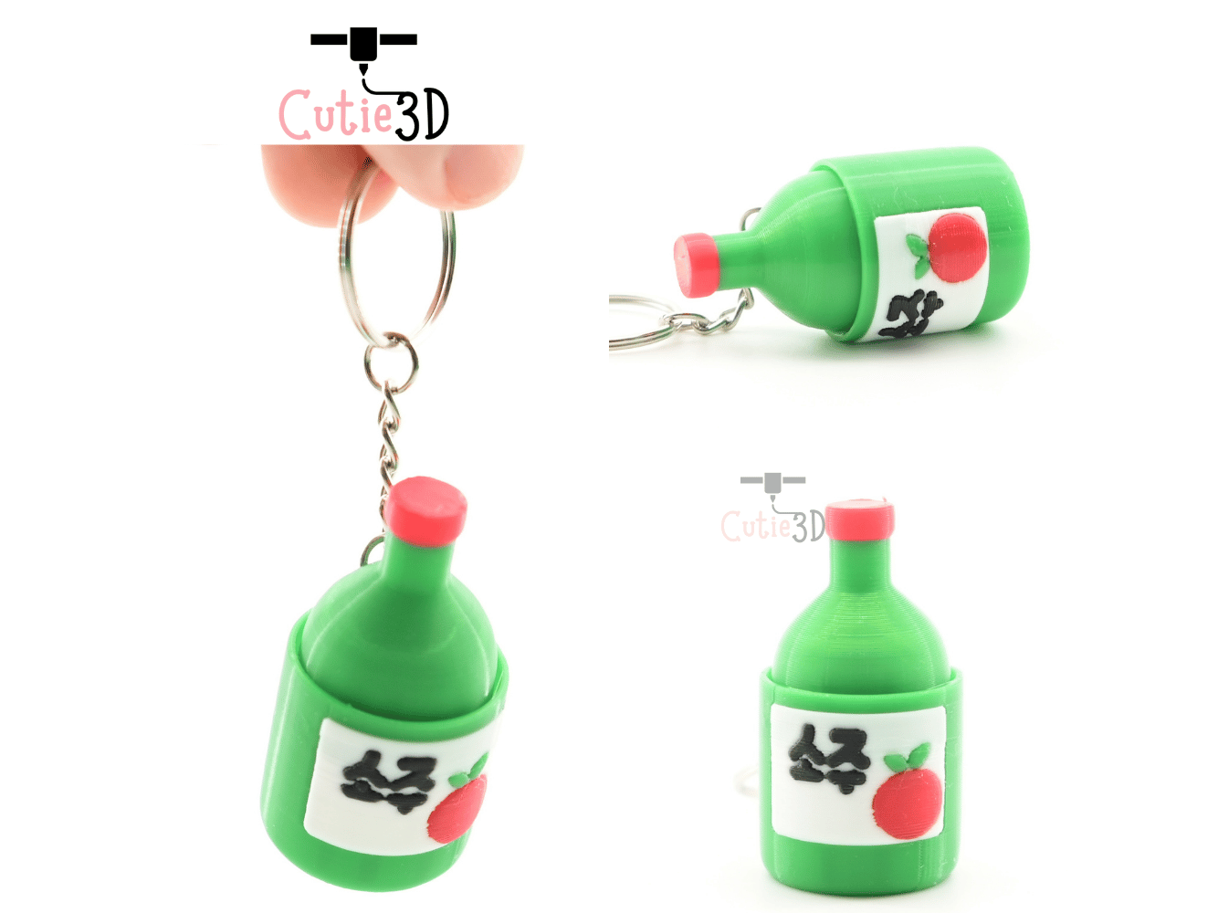 Digital Downloads - Cutie3D Korean Soju Bottle Keycap Fidget Clicker Keychain - Cute Backpack Keychain