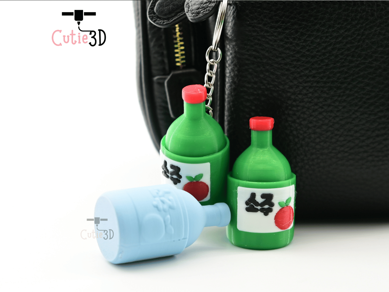 Digital Downloads - Cutie3D Korean Soju Bottle Keycap Fidget Clicker Keychain - Cute Backpack Keychain