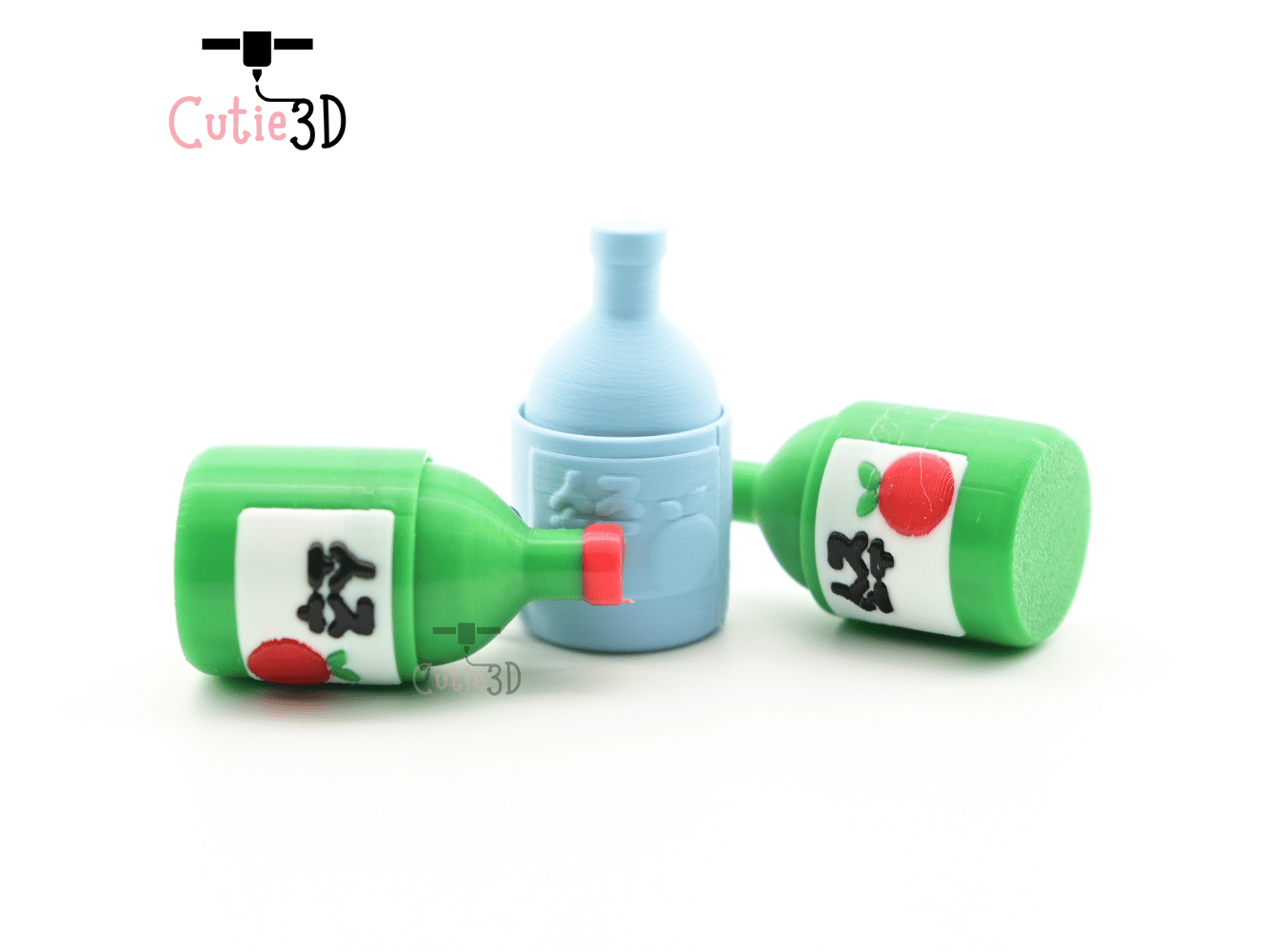 Digital Downloads - Cutie3D Korean Soju Bottle Keycap Fidget Clicker Keychain - Cute Backpack Keychain
