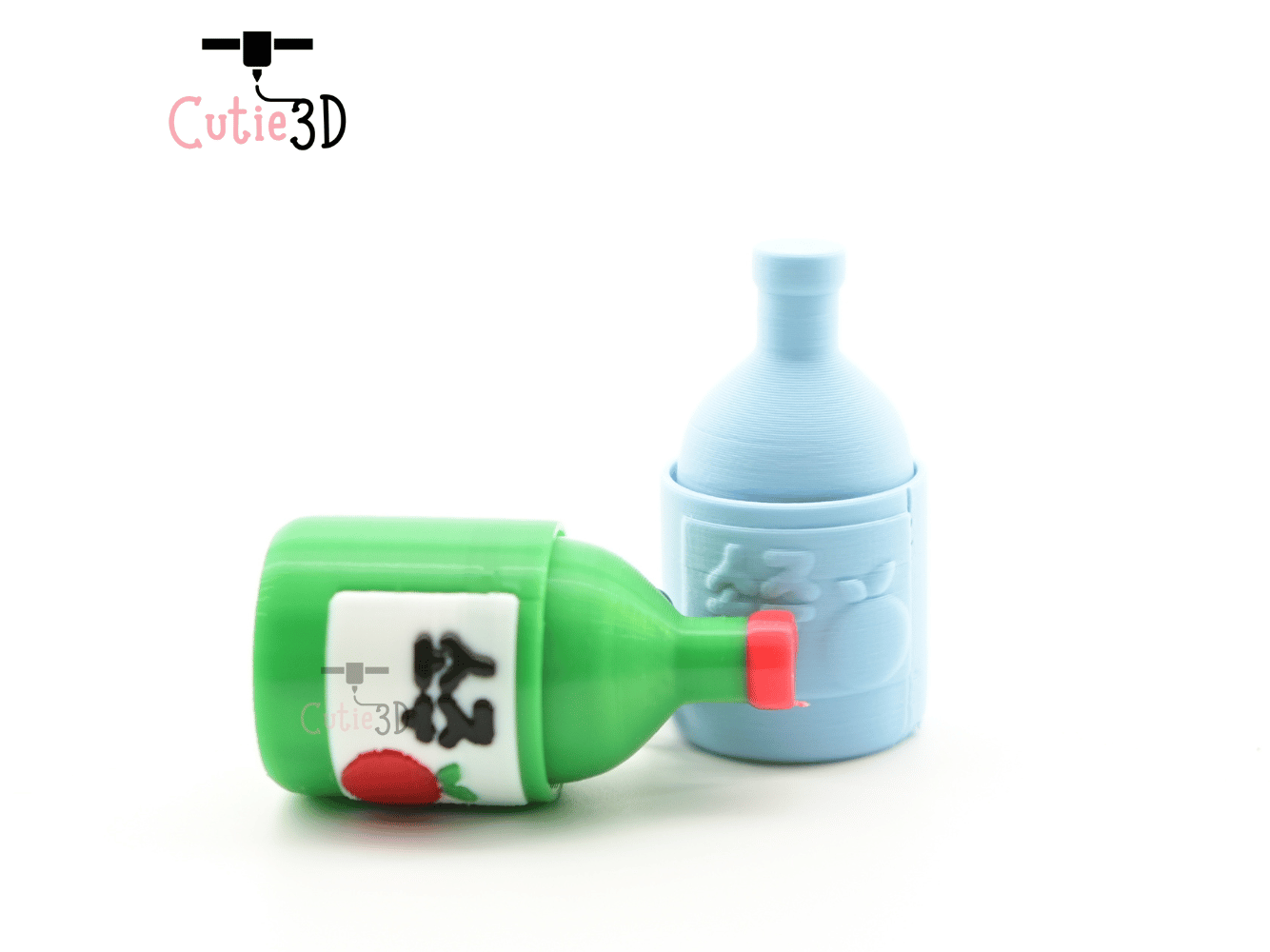 Digital Downloads - Cutie3D Korean Soju Bottle Keycap Fidget Clicker Keychain - Cute Backpack Keychain