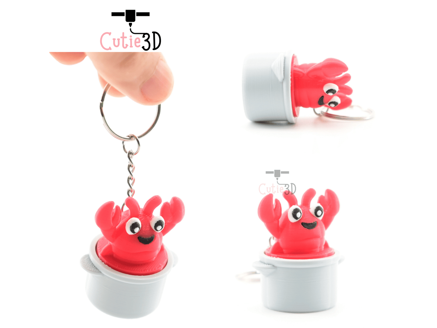Digital Downloads - Cutie3D Lobster In A Pot Keycap Fidget Clicker Keychain - Cute Backpack Keychain