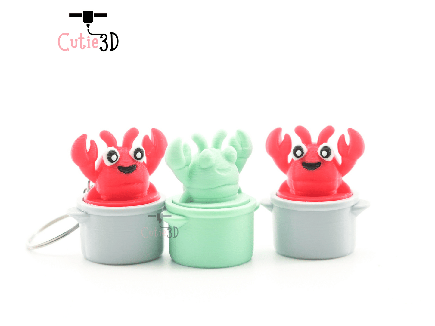 Digital Downloads - Cutie3D Lobster In A Pot Keycap Fidget Clicker Keychain - Cute Backpack Keychain