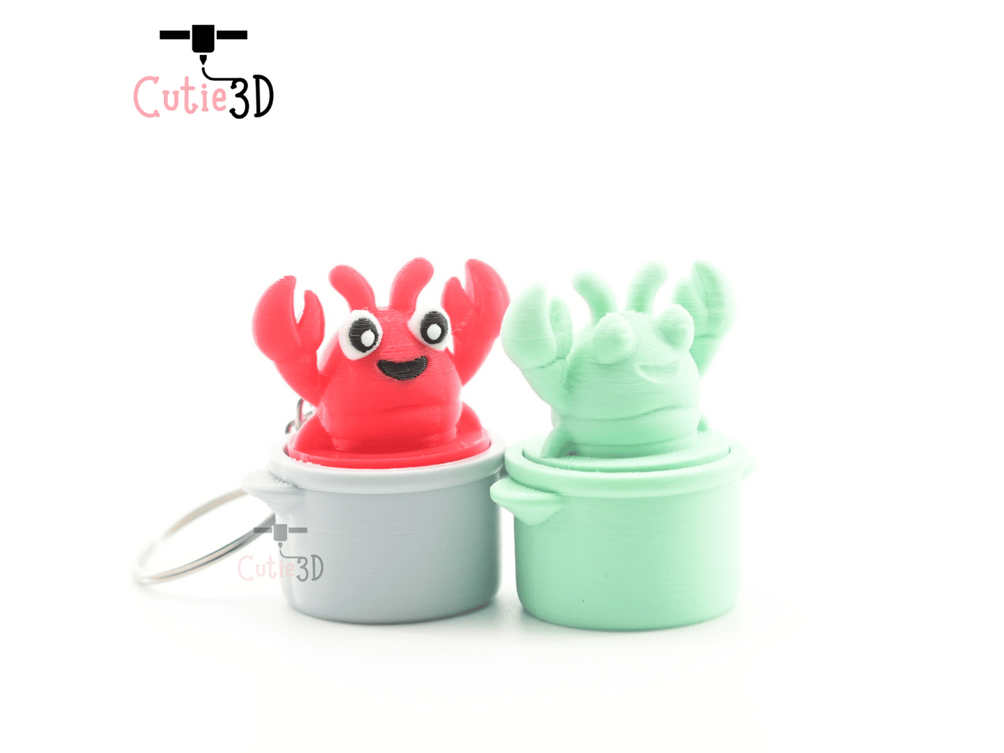Digital Downloads - Cutie3D Lobster In A Pot Keycap Fidget Clicker Keychain - Cute Backpack Keychain