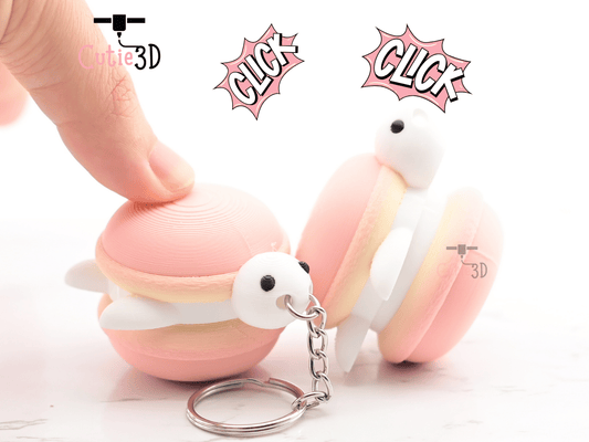 Digital Downloads - Cutie3D Macaron Turtle Keycap Fidget Clicker Keychain - Cute Backpack Keychain