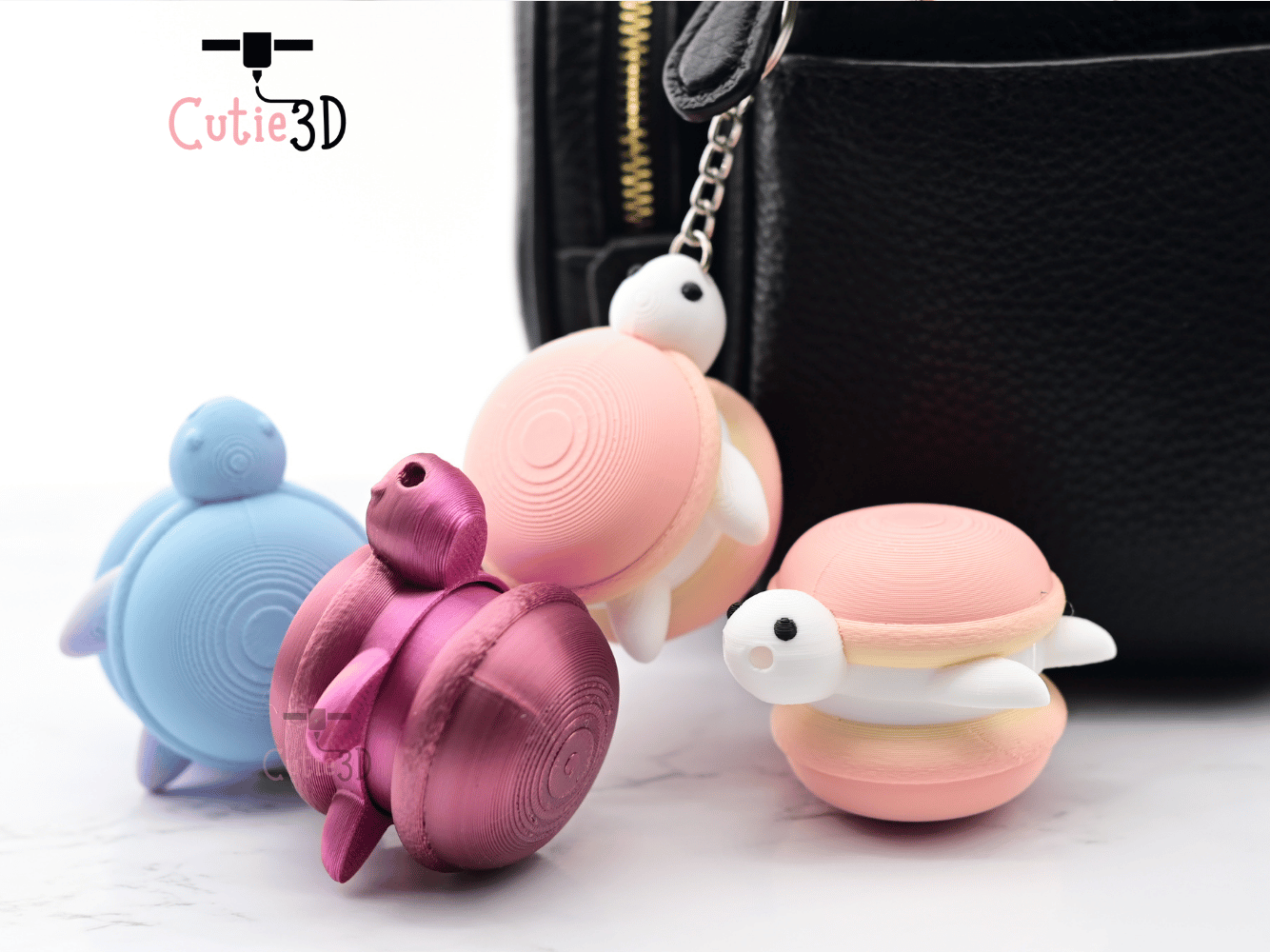 Digital Downloads - Cutie3D Macaron Turtle Keycap Fidget Clicker Keychain - Cute Backpack Keychain