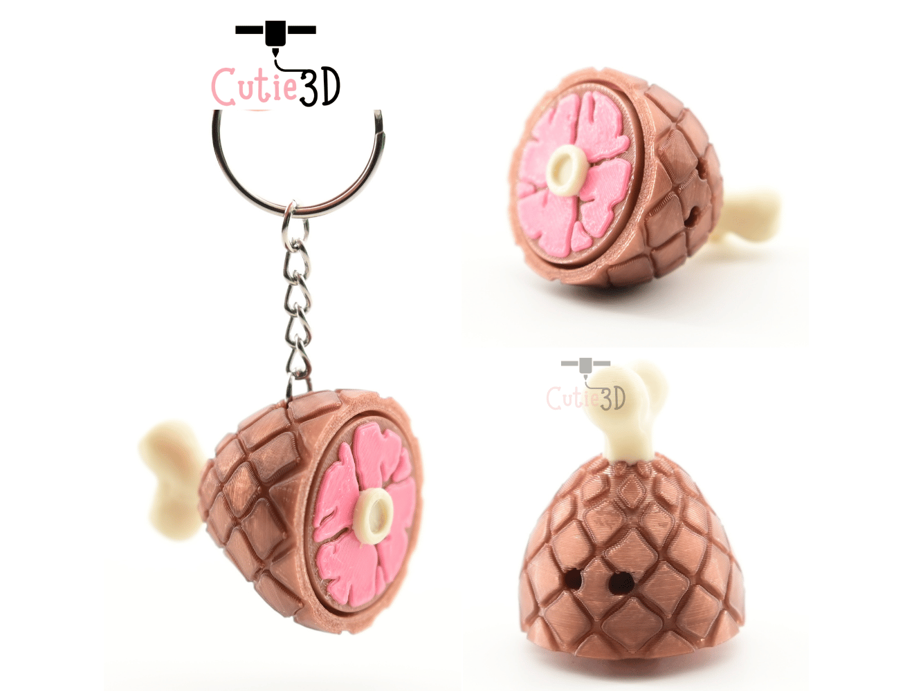 Digital Downloads - Cutie3D Meaty Ham For Food Lovers Keycap Fidget Clicker Keychain - Cute Backpack Keychain