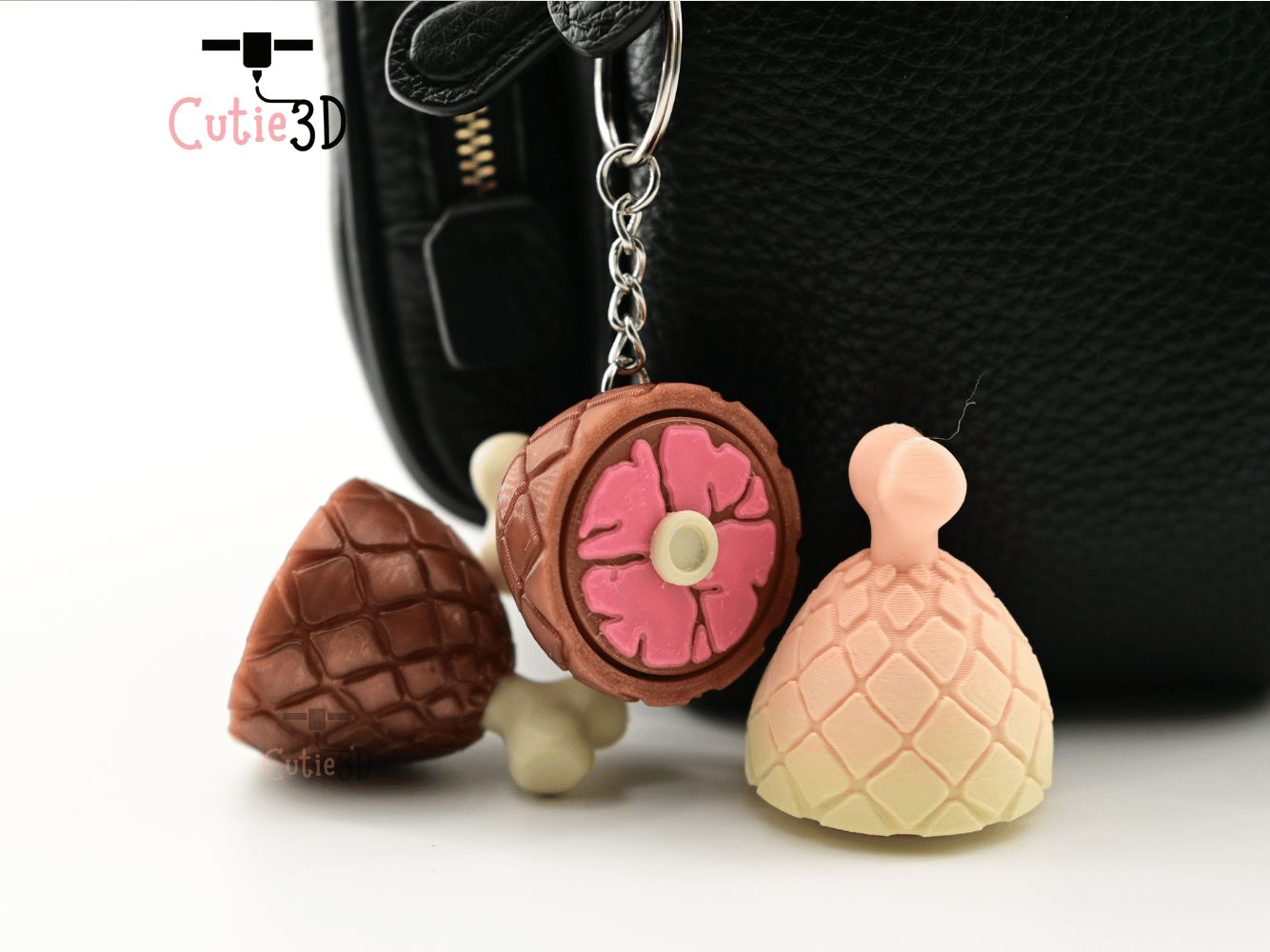 Digital Downloads - Cutie3D Meaty Ham For Food Lovers Keycap Fidget Clicker Keychain - Cute Backpack Keychain