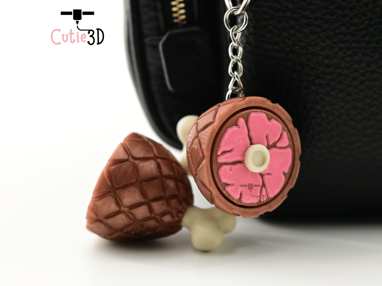 Digital Downloads - Cutie3D Meaty Ham For Food Lovers Keycap Fidget Clicker Keychain - Cute Backpack Keychain