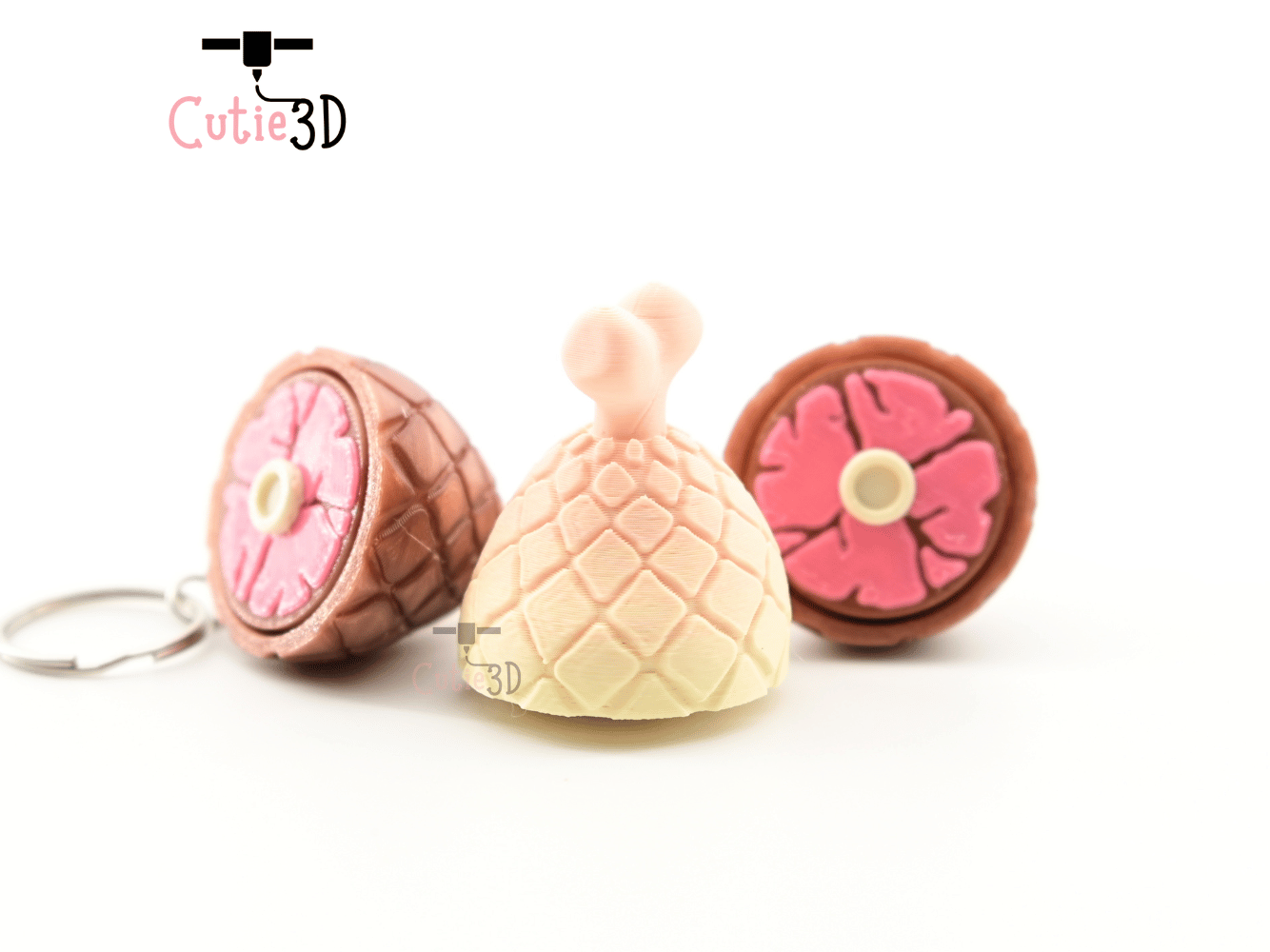 Digital Downloads - Cutie3D Meaty Ham For Food Lovers Keycap Fidget Clicker Keychain - Cute Backpack Keychain