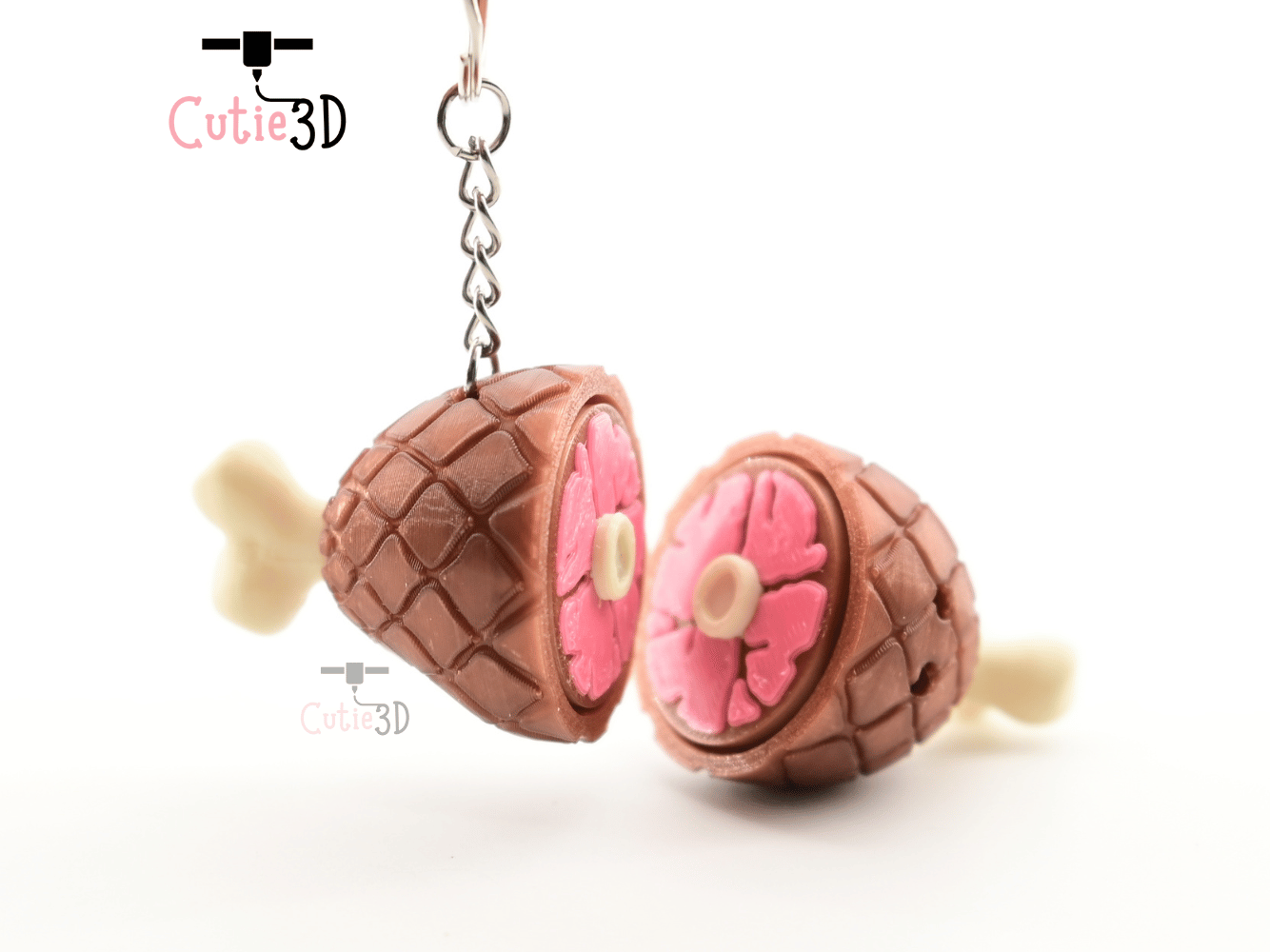 Digital Downloads - Cutie3D Meaty Ham For Food Lovers Keycap Fidget Clicker Keychain - Cute Backpack Keychain