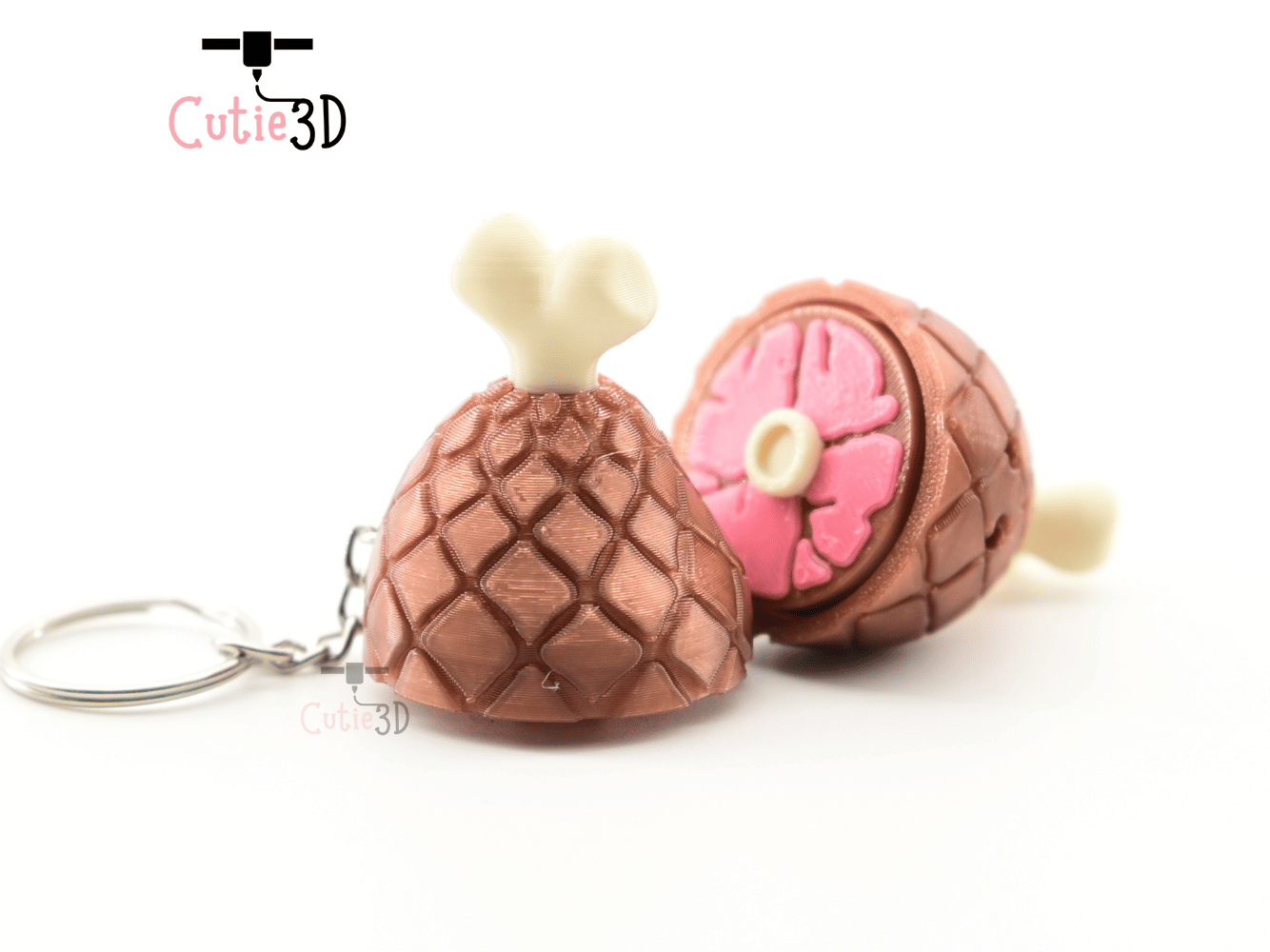 Digital Downloads - Cutie3D Meaty Ham For Food Lovers Keycap Fidget Clicker Keychain - Cute Backpack Keychain