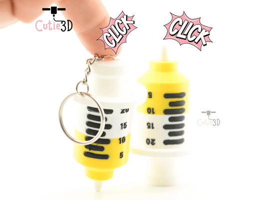 Digital Downloads - Cutie3D Medical-Themed Syringe Keycap Fidget Clicker Keychain - Cute Backpack Keychain