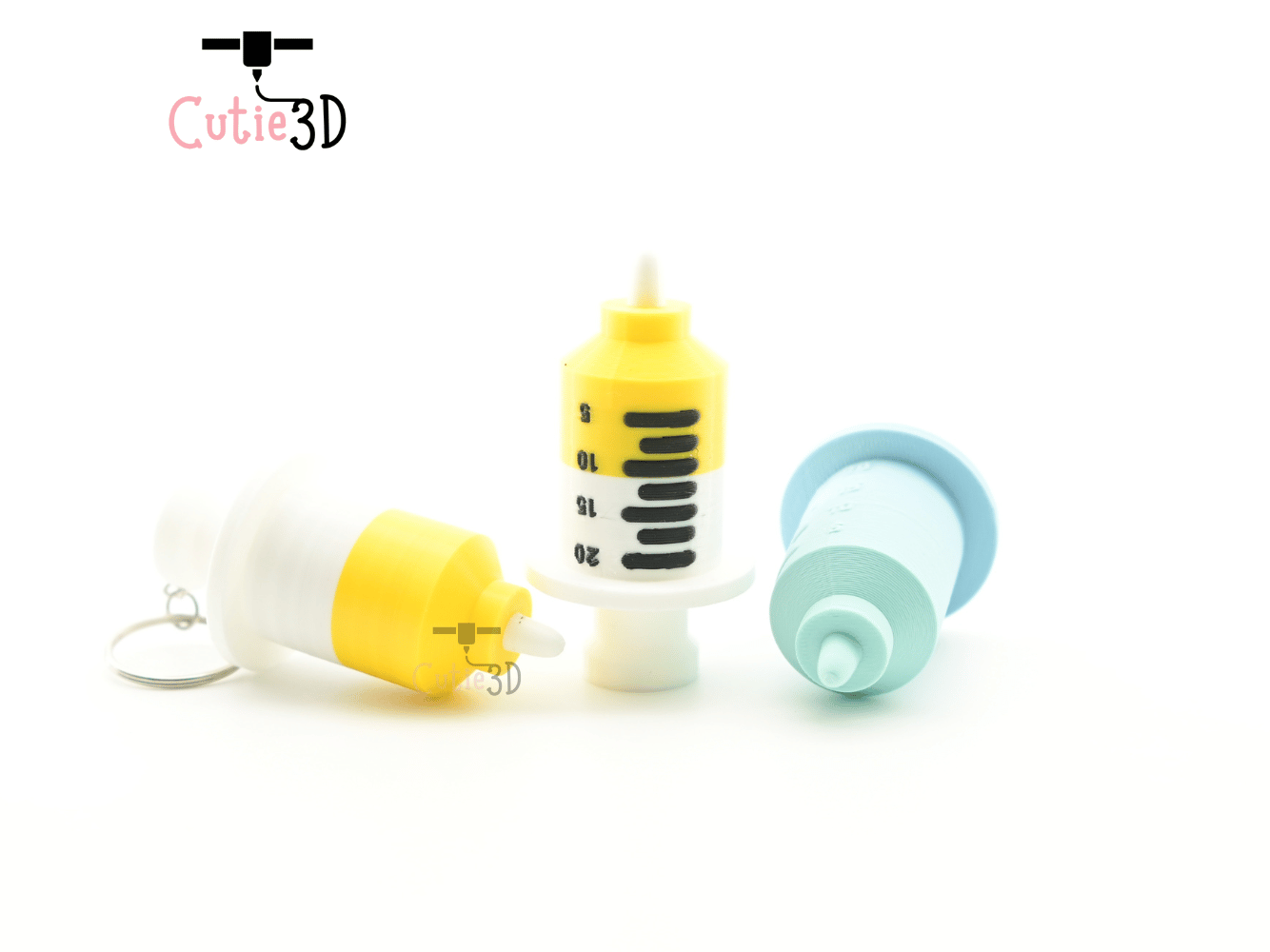 Digital Downloads - Cutie3D Medical-Themed Syringe Keycap Fidget Clicker Keychain - Cute Backpack Keychain