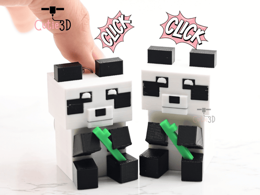 Digital Downloads - Cutie3D Minecraft Bamboo Panda Keycap Fidget Clicker Keychain - Cute Backpack Keychain