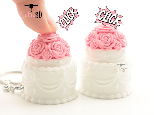 Digital Downloads - Cutie3D Mini Rose Wedding Cake Keycap Fidget Clicker Keychain - Cute Backpack Keychain