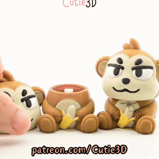 Digital Downloads - Cutie3D Monkey With Banana For Animal Lovers Keycap Fidget Clicker Keychain - Cute Backpack Keychain