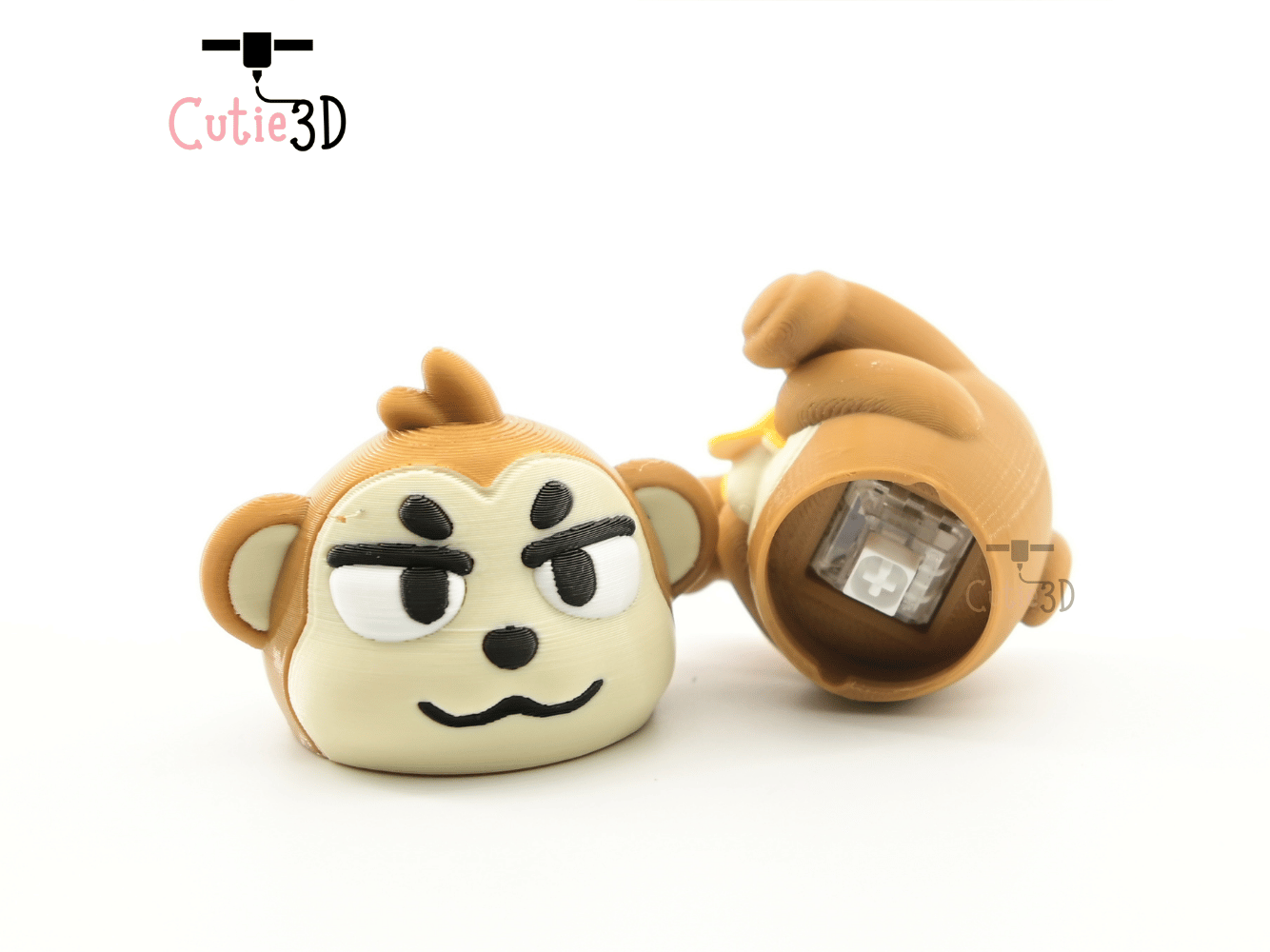 Digital Downloads - Cutie3D Monkey With Banana For Animal Lovers Keycap Fidget Clicker Keychain - Cute Backpack Keychain