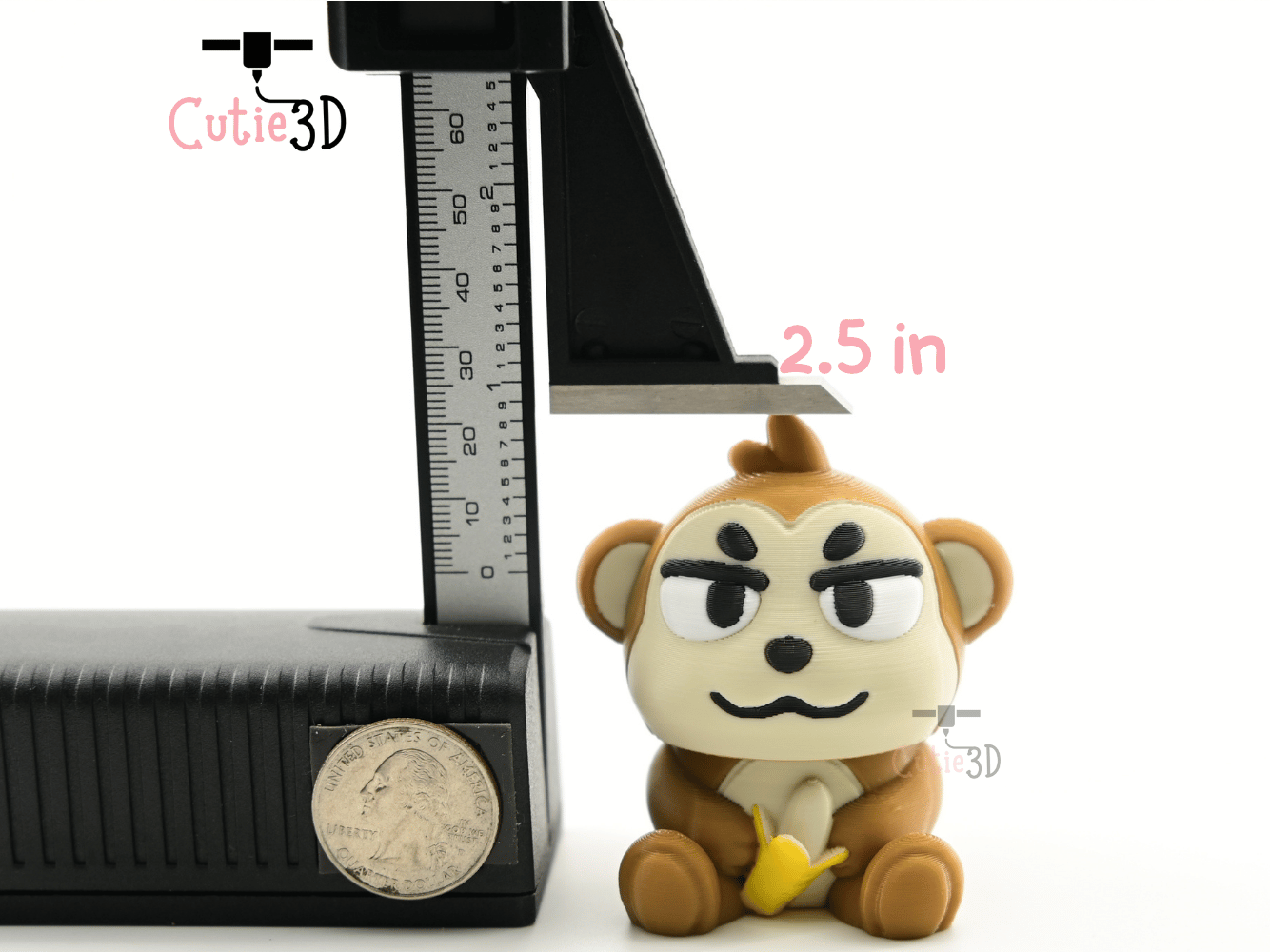 Digital Downloads - Cutie3D Monkey With Banana For Animal Lovers Keycap Fidget Clicker Keychain - Cute Backpack Keychain