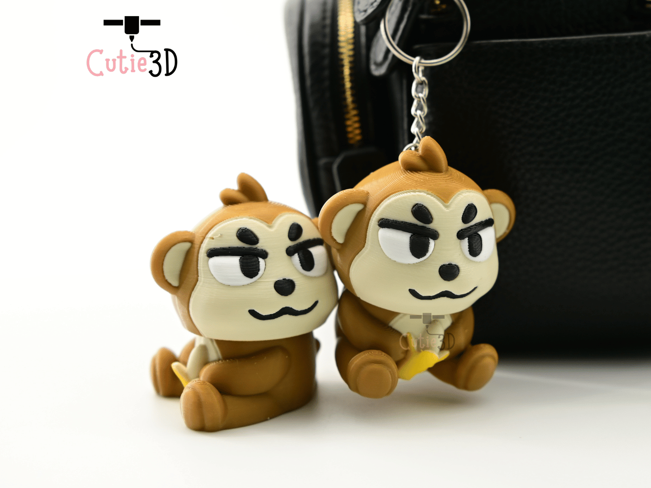Digital Downloads - Cutie3D Monkey With Banana For Animal Lovers Keycap Fidget Clicker Keychain - Cute Backpack Keychain