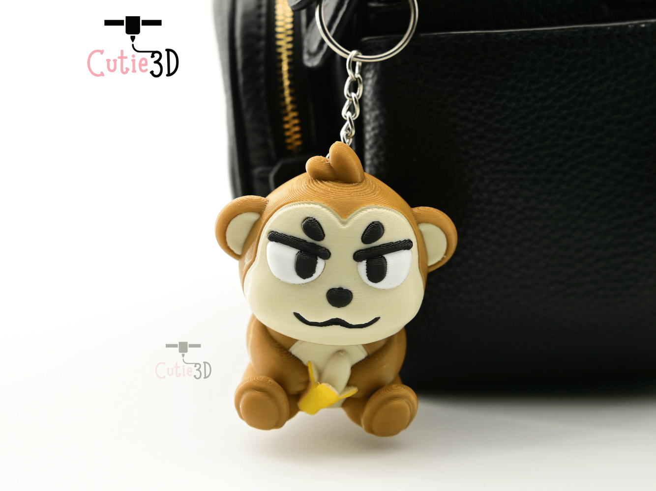 Digital Downloads - Cutie3D Monkey With Banana For Animal Lovers Keycap Fidget Clicker Keychain - Cute Backpack Keychain