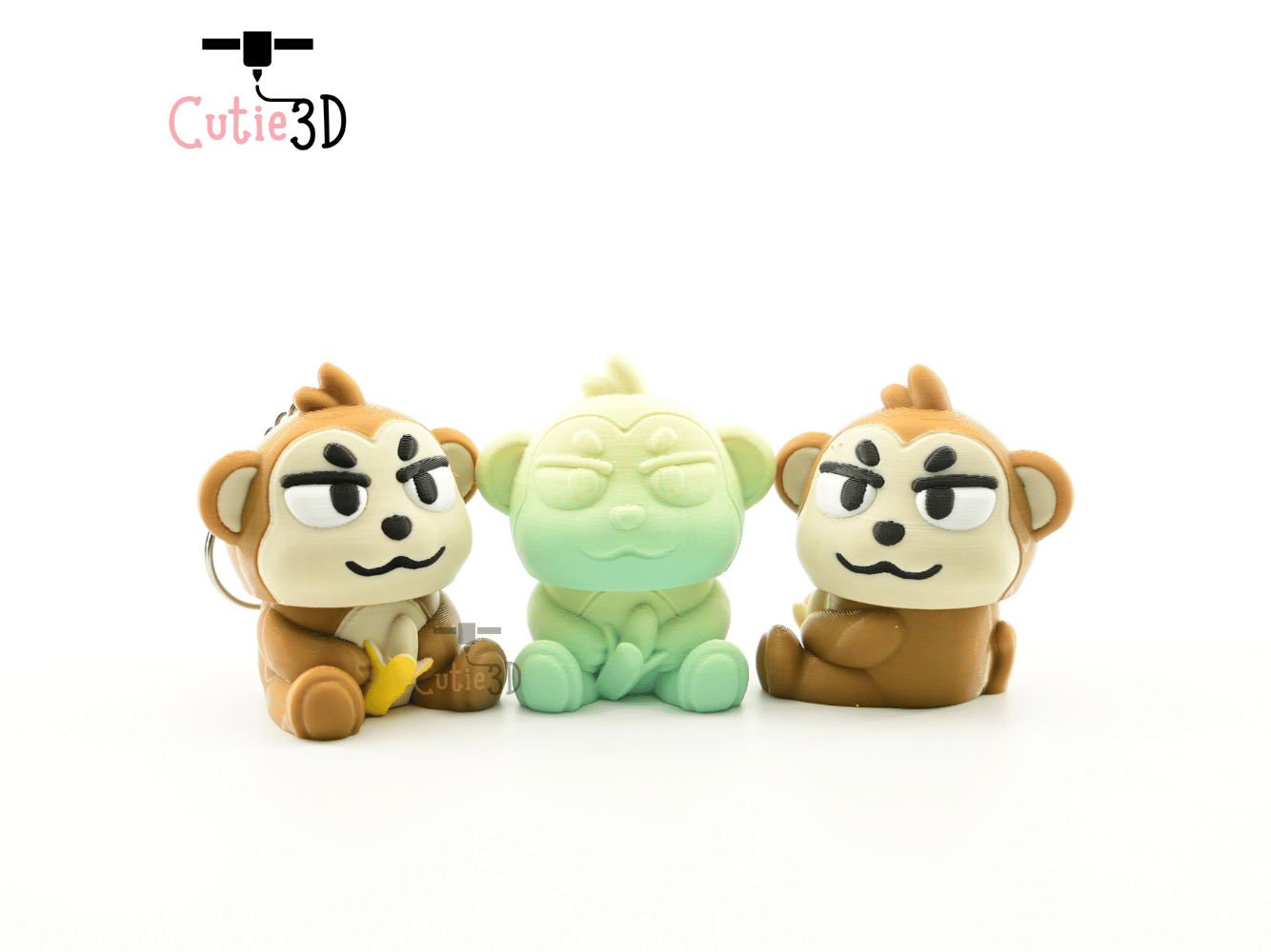 Digital Downloads - Cutie3D Monkey With Banana For Animal Lovers Keycap Fidget Clicker Keychain - Cute Backpack Keychain