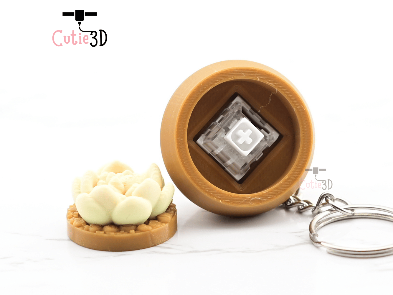 Digital Downloads - Cutie3D Moonstone Succulent Keycap Fidget Clicker Keychain - Cute Backpack Keychain