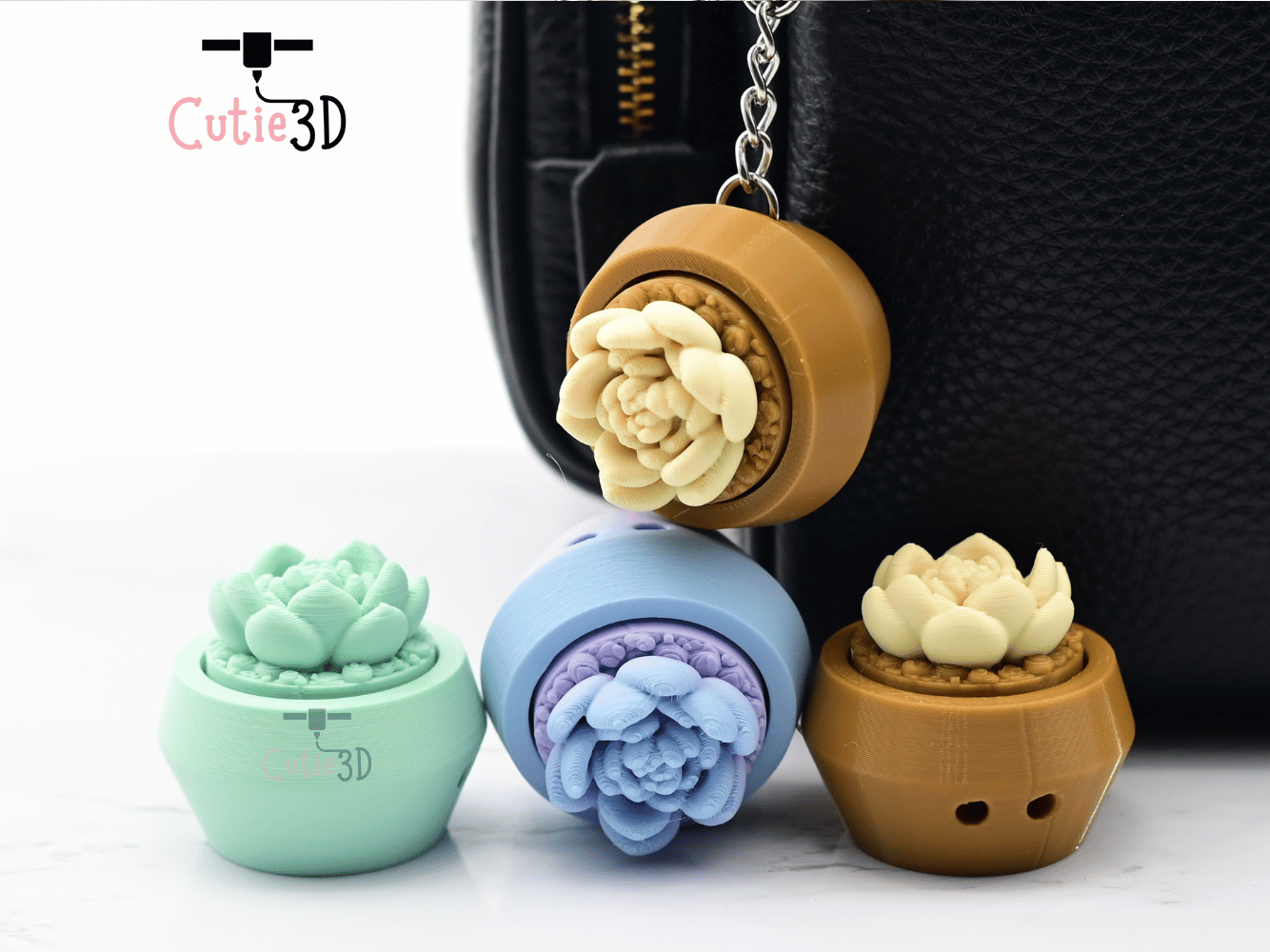 Digital Downloads - Cutie3D Moonstone Succulent Keycap Fidget Clicker Keychain - Cute Backpack Keychain