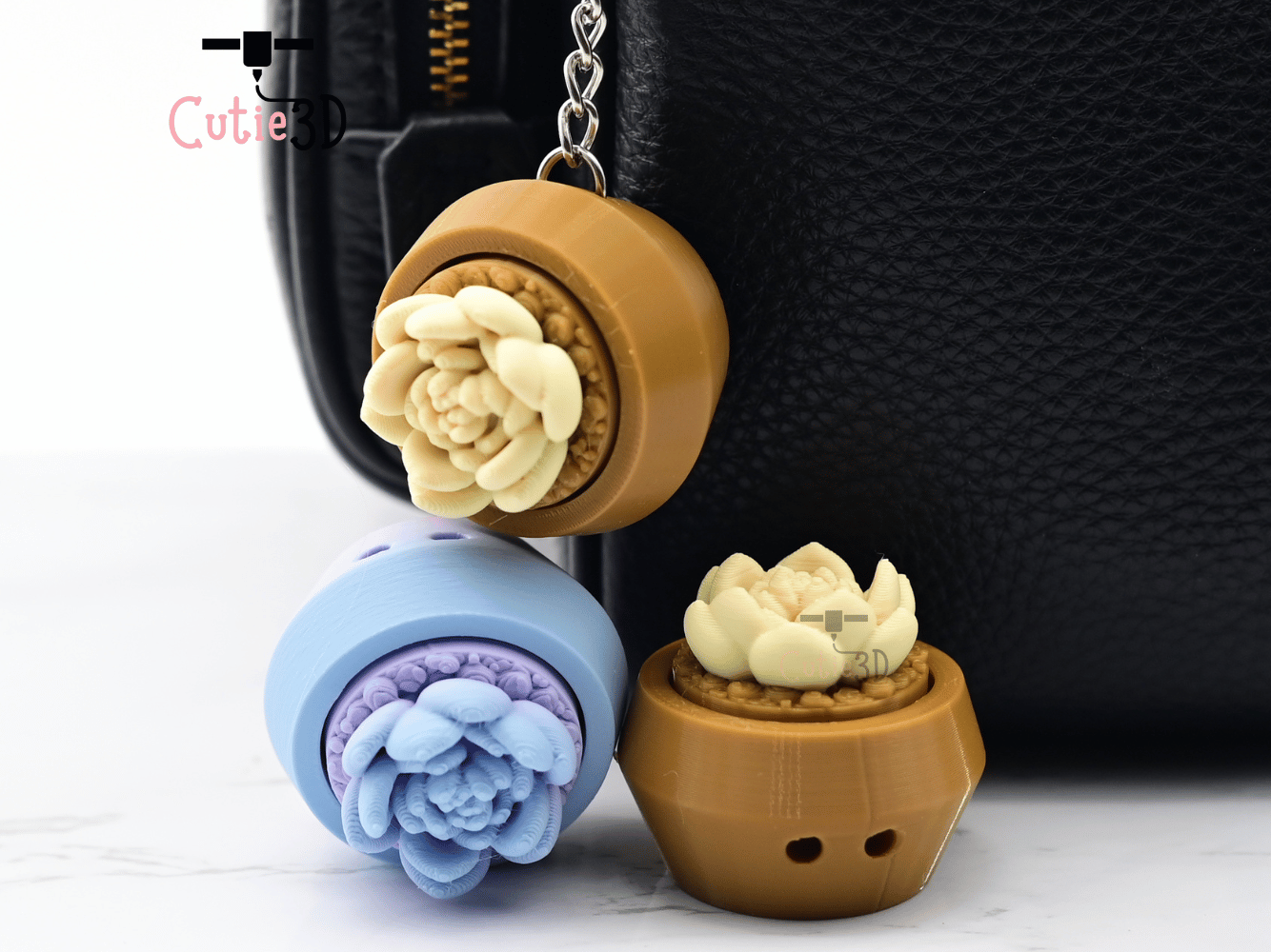 Digital Downloads - Cutie3D Moonstone Succulent Keycap Fidget Clicker Keychain - Cute Backpack Keychain