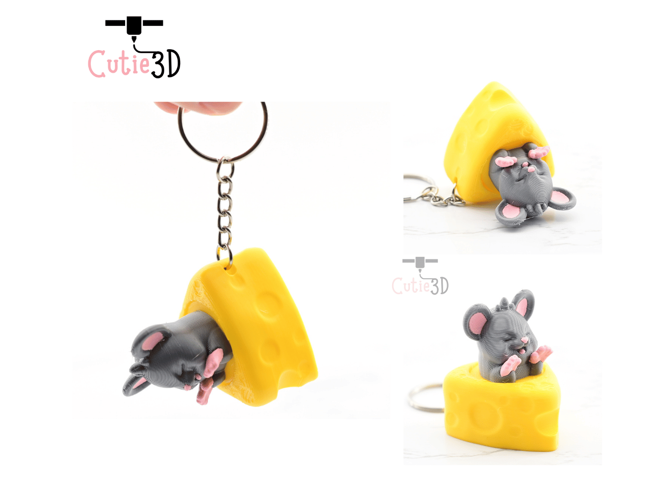 Digital Downloads - Cutie3D Mouse In Cheese Keycap Fidget Clicker Keychain - Cute Backpack Keychain