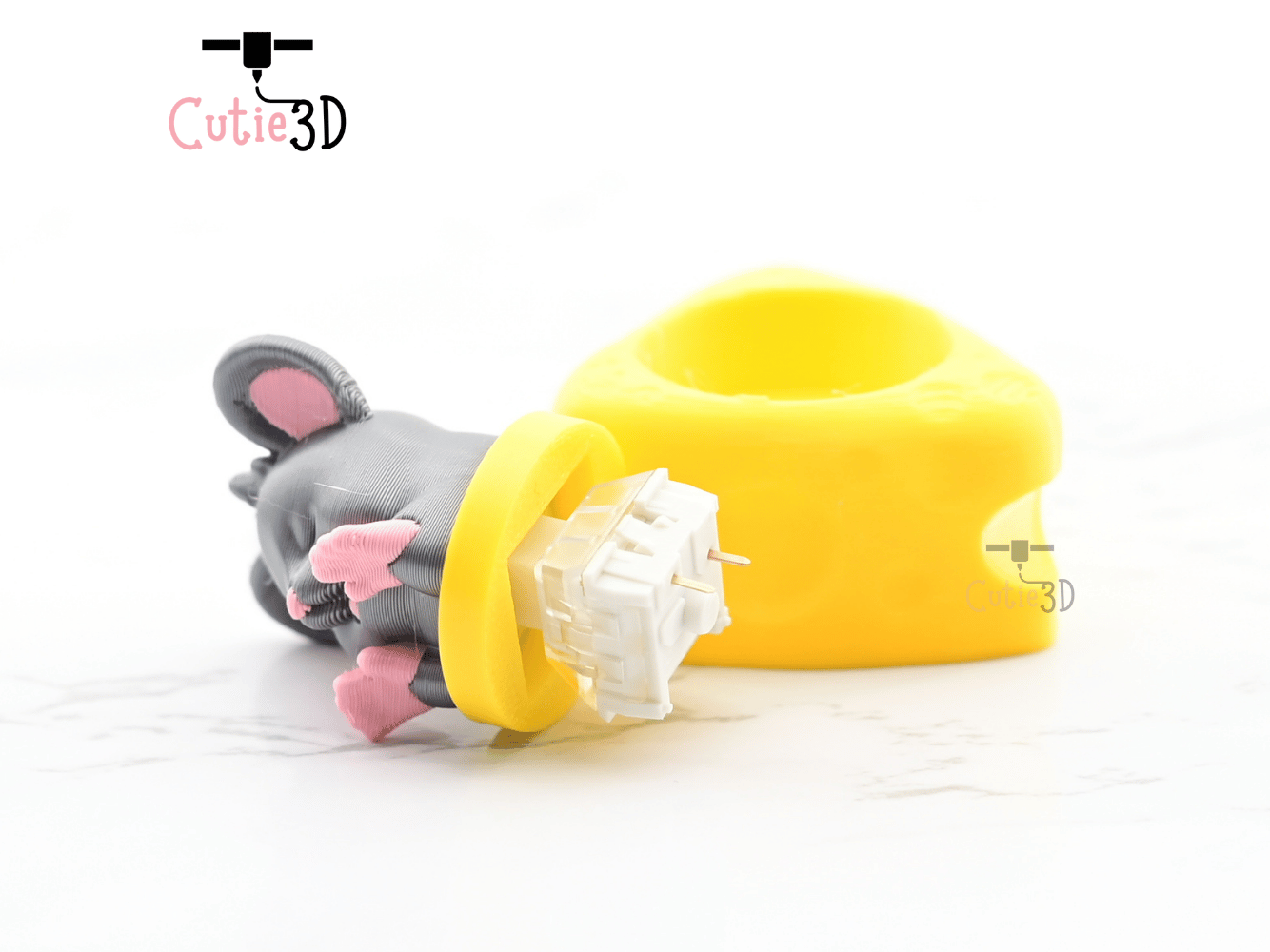 Digital Downloads - Cutie3D Mouse In Cheese Keycap Fidget Clicker Keychain - Cute Backpack Keychain